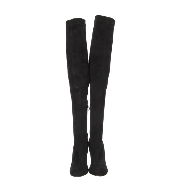 Christian Louboutin Black Over-the-Knee Boots with Studded Heel - Picture 3 of 5
